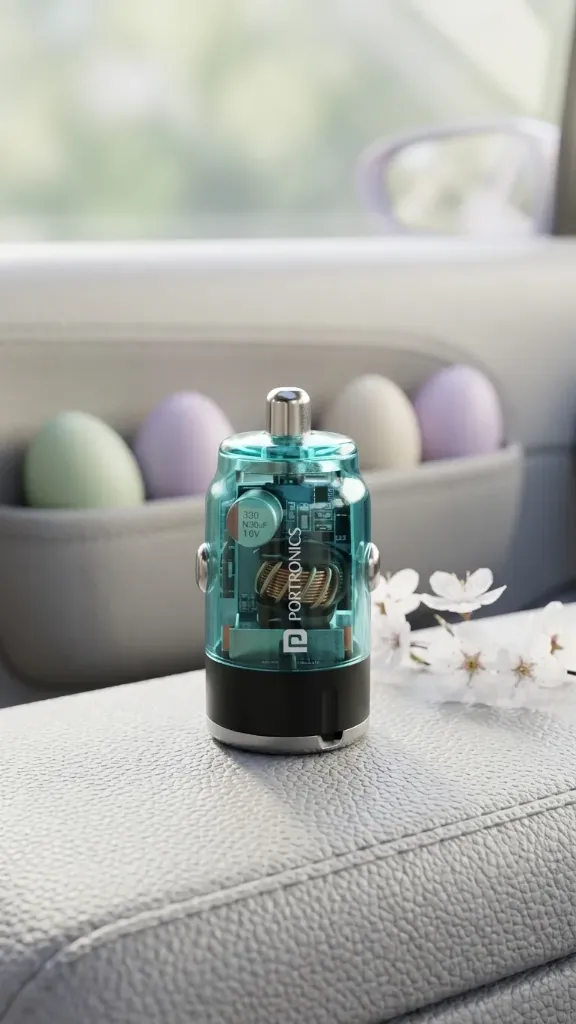 Portronics Car Power View 36W Car Charger, Dual Port (18W USB Type-A & 36W Type-C), Fast Charging, PPS Tech, Transparent Design, Safe Power Delivery for Multiple Devices