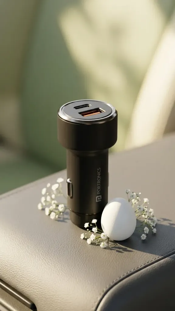 Portronics 80W Dual Output Fast Car Charger with Type-C PD & USB, LED Indicator, Charging Adapter Compatible with Cars for iPhone & Android Smartphone, Smartwatch, Earbud, Power Bank