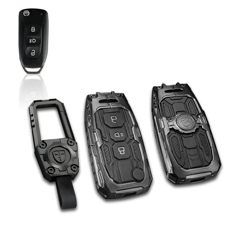 [Tata - B3 key cover] Transformer Series Car Key Cover | Premium Metal Black Soft Silicone Key Shell with Keychain for Tiago, Nexon, Altroz, Curvv, Safari, Storme, Zest, Bolt, Tigor, Punch (Punch)