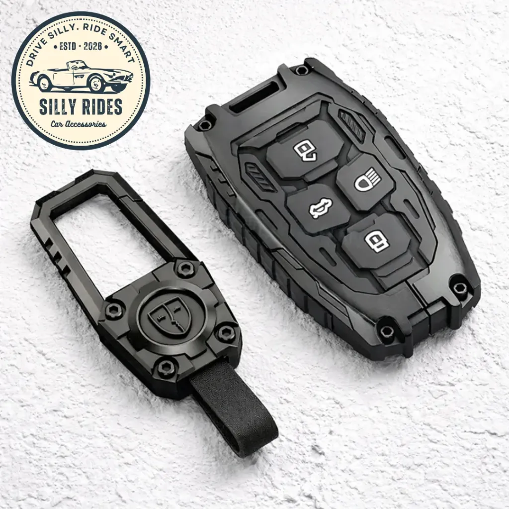 [Tata-A4] Car Key Cover Compatible with Tata Nexon, Harrier | Safari | Altroz | Tigor | Ev | Punch | Tiago Ev Electric 4-Button Smart Key (Transformer Armour Series)